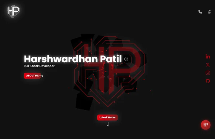 Home page of AI-Powered Developer Portfolio (hpp.codes), screenshot of the live site